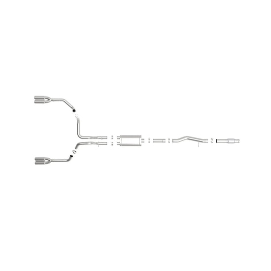Vulcan Series 4inch to Dual 3inch 304 Stainless Steel Cat-Back Exhaust System, Polished tip