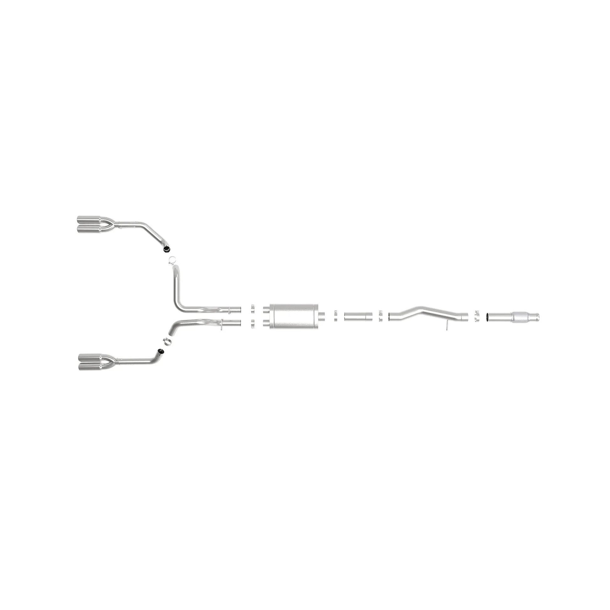 Vulcan Series 4inch to Dual 3inch 304 Stainless Steel Cat-Back Exhaust System, Polished tip