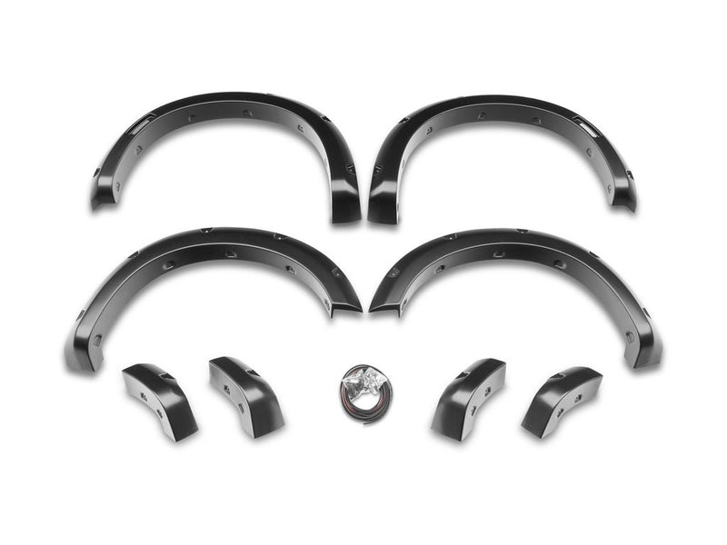 Pocket Style Smooth Fender Flares, Black, Front & Rear