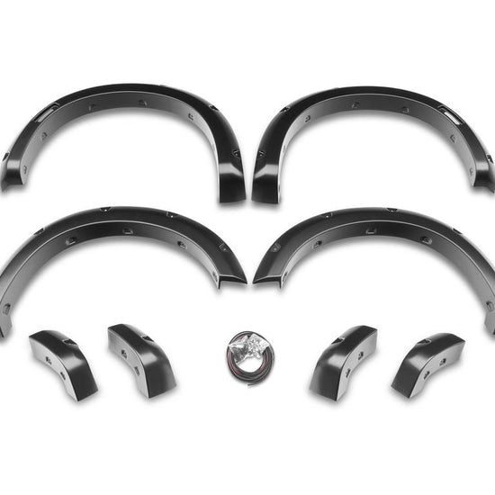 Pocket Style Smooth Fender Flares, Black, Front & Rear