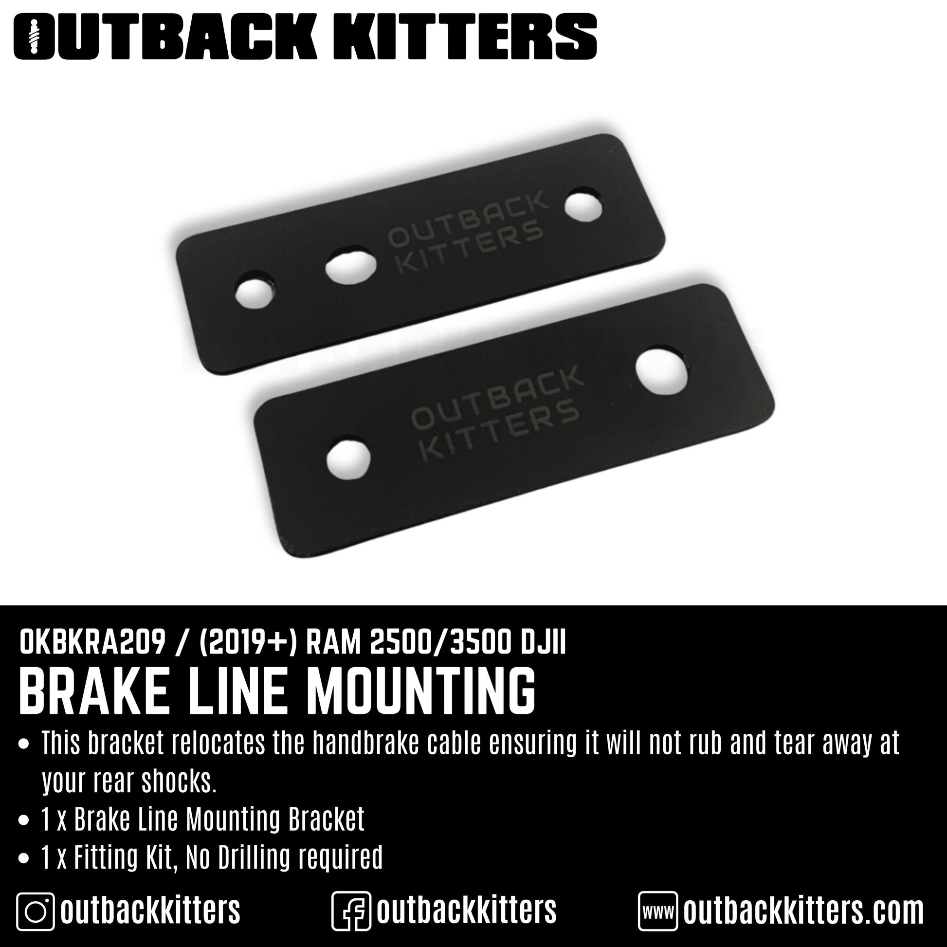 Brake Line Mounting Bracket Kit for Remote Res Shocks