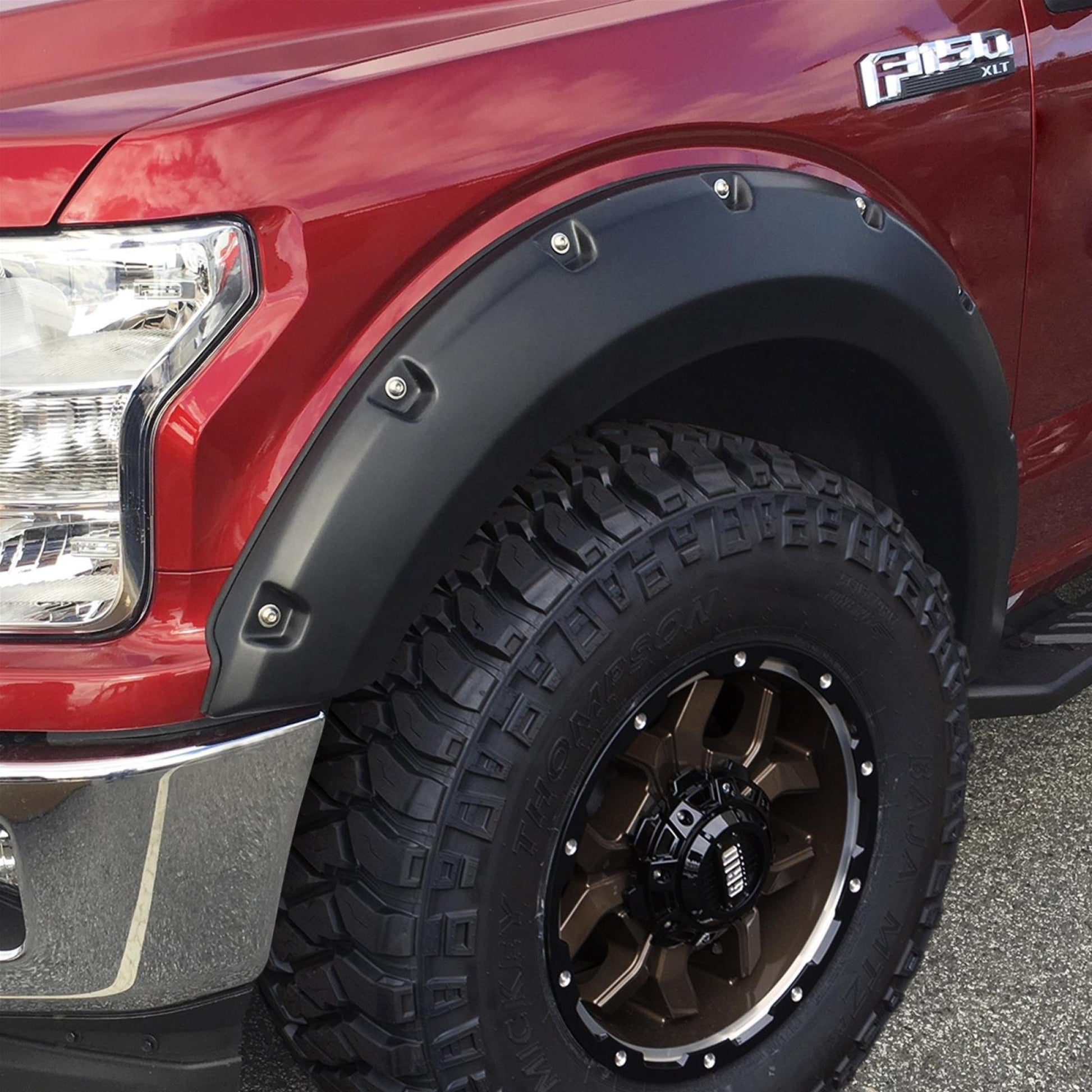 Pocket Style Smooth Fender Flares, Black, Front & Rear
