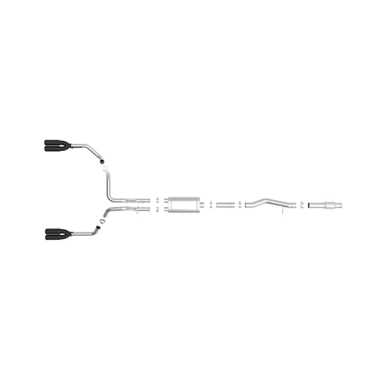 Vulcan Series 4inch to Dual 3inch 304 Stainless Steel Cat-Back Exhaust System (Black tip)