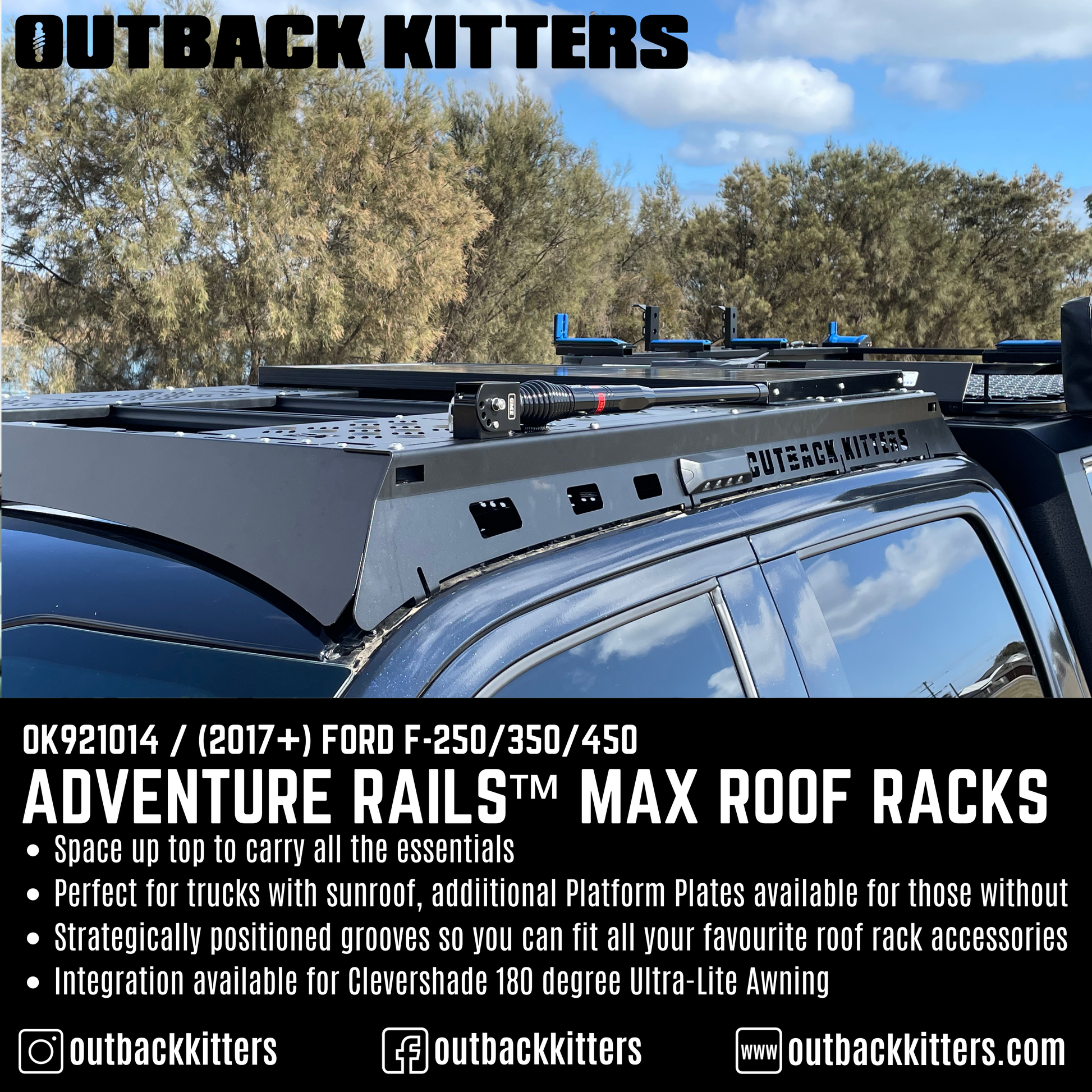 2020+ Ford F250/350/450 Adventure Rails™ MAX Roof Racks - Outback Kitters