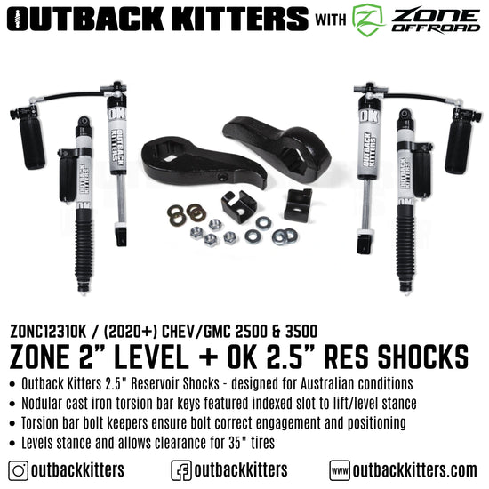 OK with Zone Offroad 2" Levelling Kit for 2011+ Chev/GMC 2500 - Outback Kitters