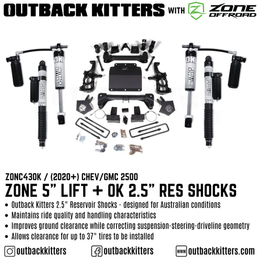OK with Zone Offroad 5" Lift Kit for 2020+ Chev/GMC 2500 - Outback Kitters