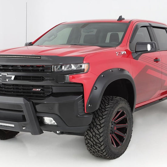 Pocket Style Smooth Fender Flares, Black, Front & Rear