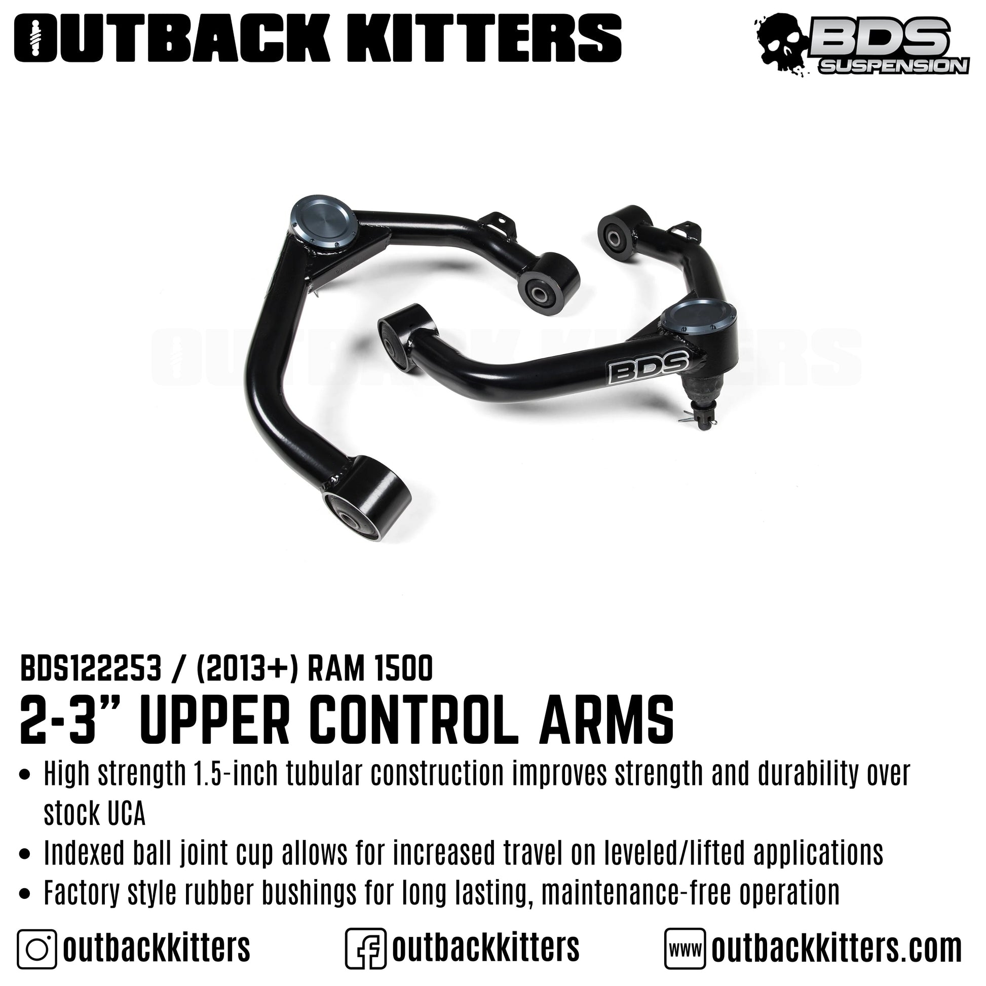 Upper Control Arm Kit, 2-3" Lift Height