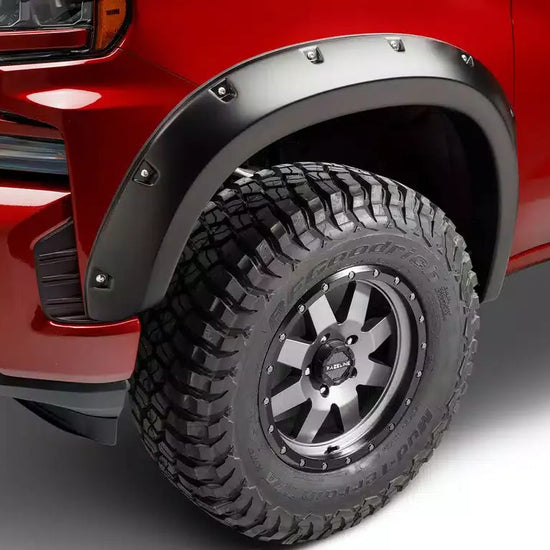 Pocket Style Smooth Fender Flares, Black, Front & Rear