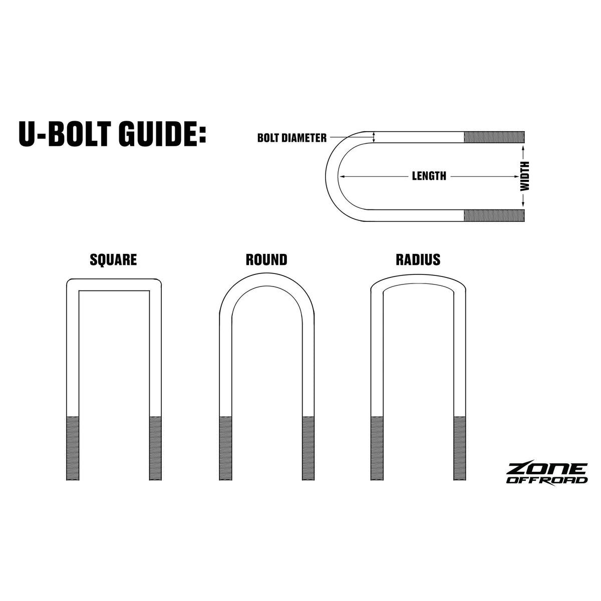 UBT U-bolt: Square, 9/16 x 2-1/2 x 10