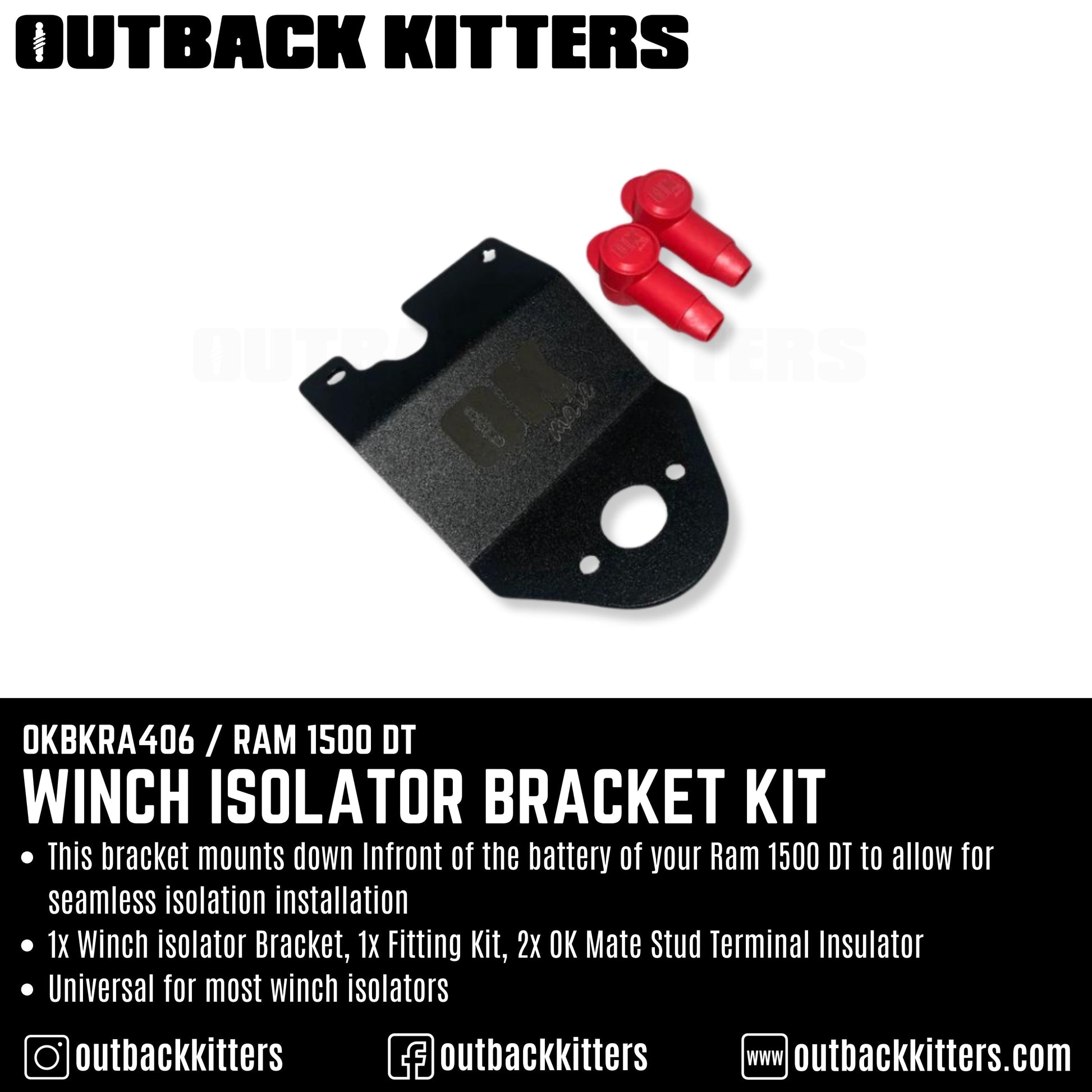 Isolator Bracket Kit, Powdercoated Black