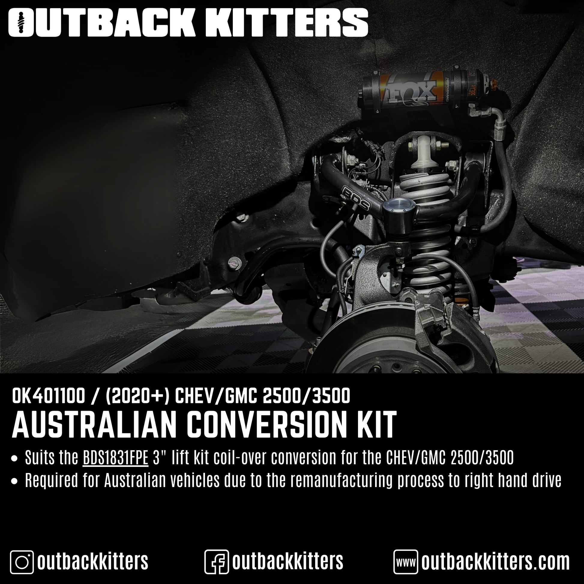 CHEV Australian Conversion Kit for BDSFPE 3" Coilover Conversion