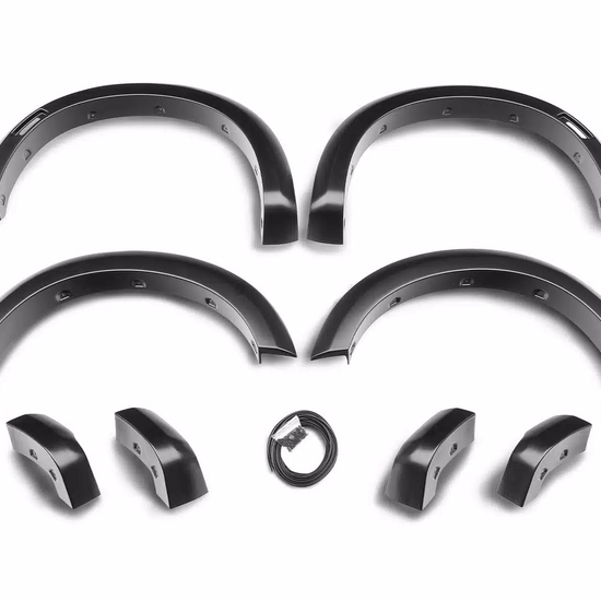 2.1" Extend-A-Fender Smooth Fender Flares, Black, Front & Rear