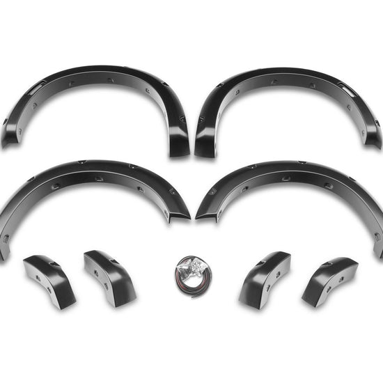 Pocket Style Fender Flares, Black, Front & Rear