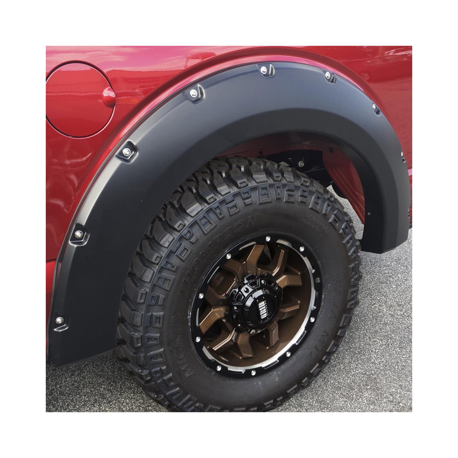 Pocket Style Smooth Fender Flares, Black, Front & Rear