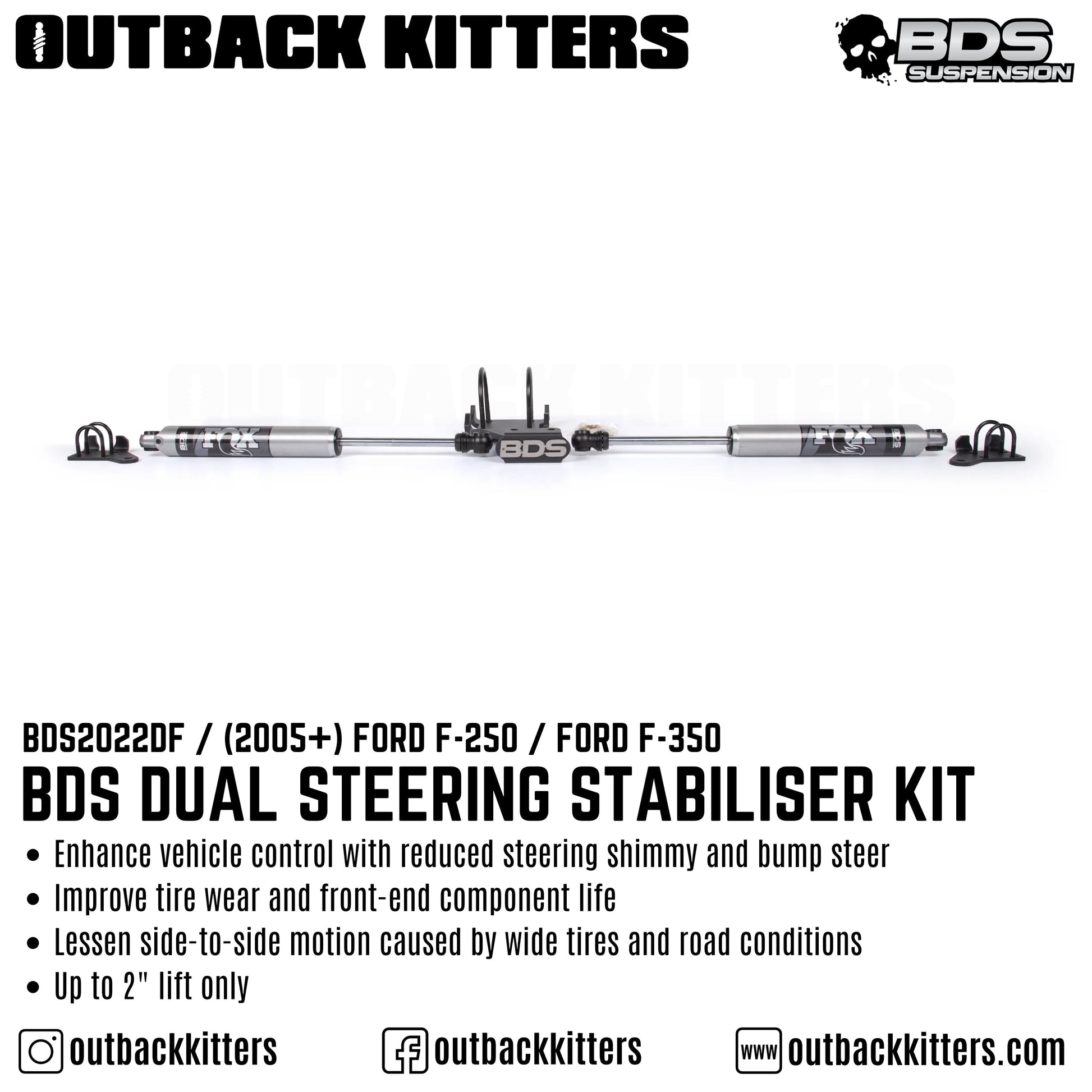 Dual Steering Stabiliser Kit for +2.5" Lift
