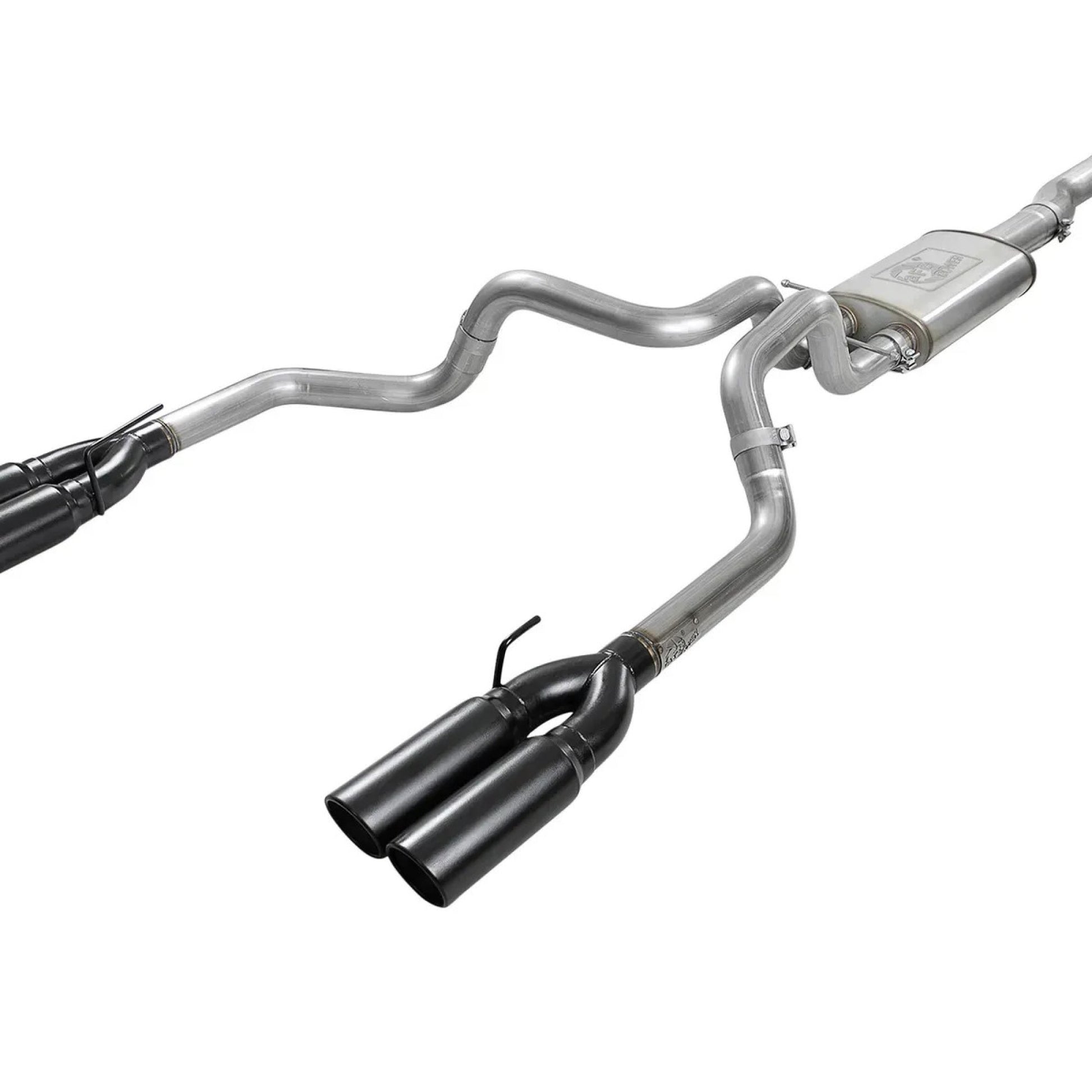 Vulcan Series 4inch to Dual 3inch 304 Stainless Steel Cat-Back Exhaust System (Black tip)